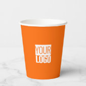 Neon oranje - voeg uw logo toe papieren bekers (Achterkant)