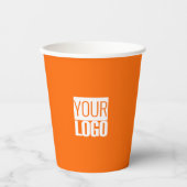 Neon oranje - voeg uw logo toe papieren bekers (Voorkant)