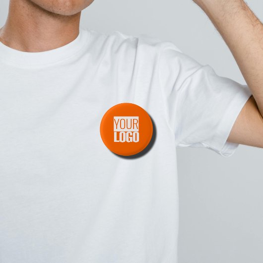 neon oranje - voeg uw logo toe ronde button 3,2 cm