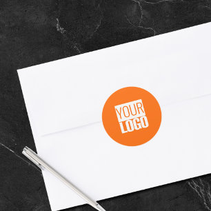 Neon oranje - voeg uw logo toe ronde sticker