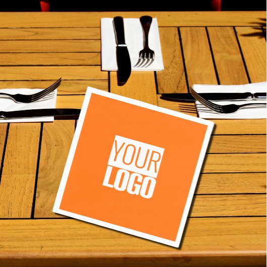 Neon oranje - voeg uw logo toe servet