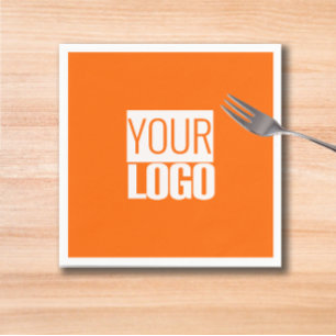 Neon oranje - voeg uw logo toe servet