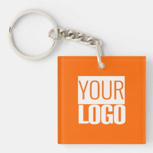 Neon oranje - voeg uw logo toe sleutelhanger