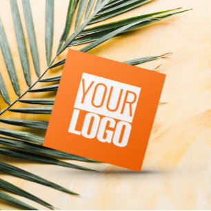 Neon oranje - voeg uw logo toe vierkante visitekaartje