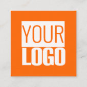 Neon oranje - voeg uw logo toe vierkante visitekaartje (Voorkant)