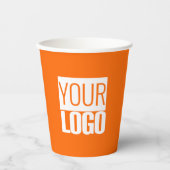 neon oranje - voeg vette logo bekertjes toe papieren bekers (Voorkant)