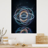Neon Orbital Rings Abstract Space Poster (Keuken)