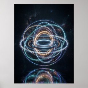 Neon Orbitale Ringen Abstracte Ruimte Poster