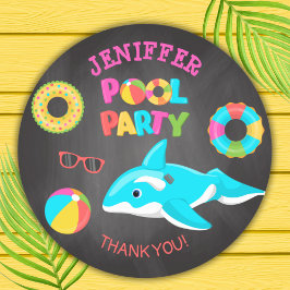 NEON ORCA OPBLAASBARE POOL PARTY RONDE STICKER