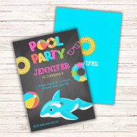 NEON ORCA OPBLAASBARE POOL PARTY UITNODIGING