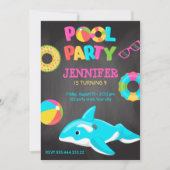 NEON ORCA OPBLAASBARE POOL PARTY UITNODIGING (Voorkant)