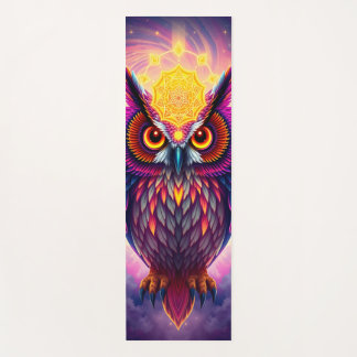 Neon Owl Portrait: Psychedelic Swirl Art Yogamat