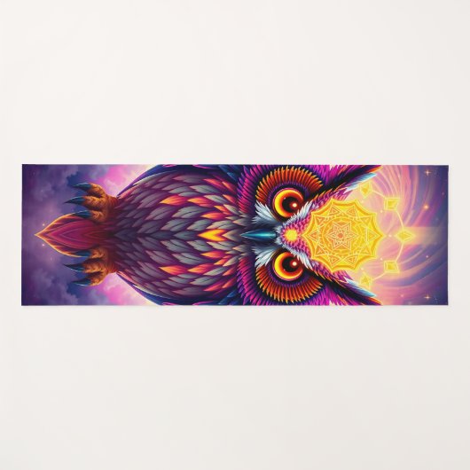 Neon Owl Portrait: Psychedelic Swirl Art Yogamat (Voorkant (horizontaal))