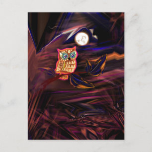 Neon Owl Thunderstorm Flash Fantasia Briefkaart