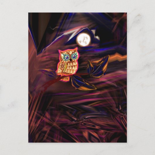 Neon Owl Thunderstorm Flash Fantasia Briefkaart (Voorkant)