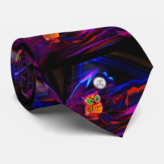 Neon Owl Thunderstorm Flash Stropdas (Opgerold)