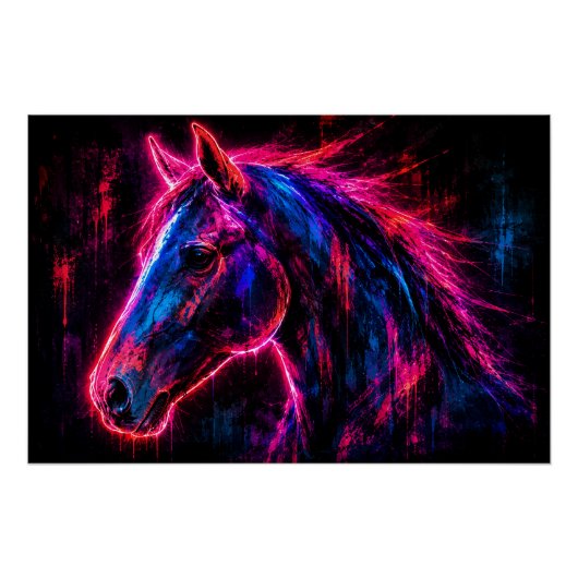 Neon Paard Perfect Poster (Voorkant)