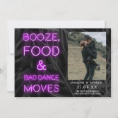 Neon paars casual palmblad, behalve de datumfoto save the date (Voorkant)