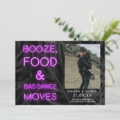 Neon paars casual palmblad, behalve de datumfoto save the date (Staand voorkant)