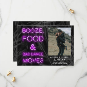 Neon paars casual palmblad, behalve de datumfoto save the date