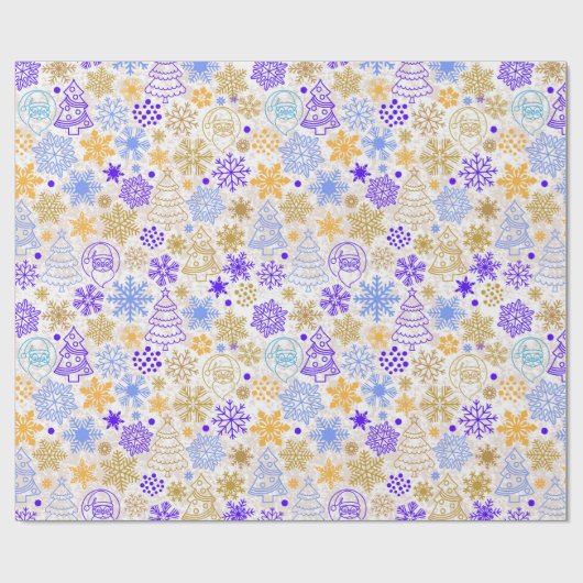 Neon Paars- en Gold-kerstpapier Cadeaupapier (Vlak)