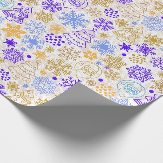 Neon Paars- en Gold-kerstpapier Cadeaupapier (Hoek)