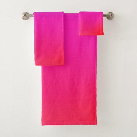Neon Paars en roze ombre abstract design Bad Handdoek (Insitu)