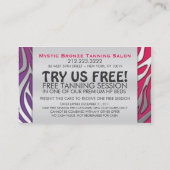Neon Paars en Roze Zebra Business Coupon Kaarten (Achterkant)