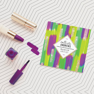 Neon Paars Green Gellow Glitter Paint Makeup Vierkante Visitekaartje