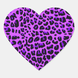 Neon paars leopard printpatroon hart sticker