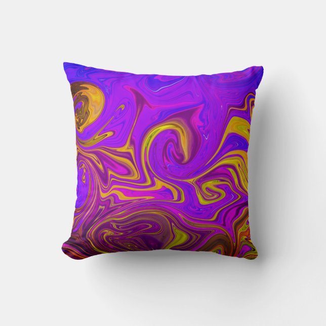 Neon Paars Roze Geel Abstract Design Kussen (Voorkant)