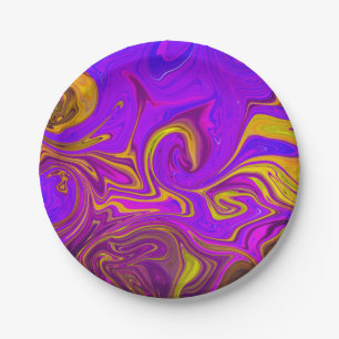 Neon Paars Roze Geel Abstract Ontwerp Papieren Bordje