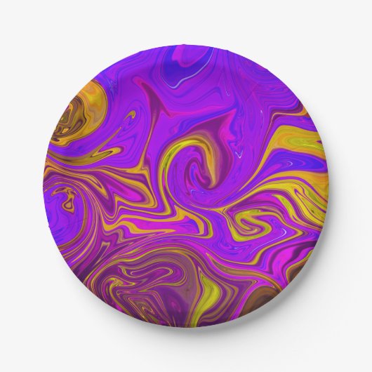 Neon Paars Roze Geel Abstract Ontwerp Papieren Bordje (Voorkant)