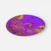 Neon Paars Roze Geel Abstract Ontwerp Papieren Bordje (Gekanteld)