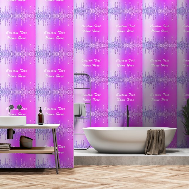 Neon Paars Roze Glitter Behang Aangepaste Tekst (Badkamer)