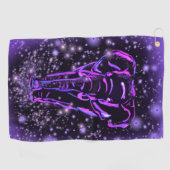Neon Paars roze olifant loopt op Sterrennacht Golfhanddoek (Horizontaal)