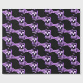 Neon paars skelet cadeauomslag cadeaupapier (Vlak)