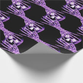 Neon paars skelet cadeauomslag cadeaupapier (Hoek)