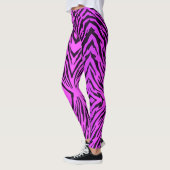 Neon Paars Tiger Stripes — Dierafdrukken Leggings (Links)