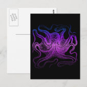Neon Paars Zee Octopus Ocean Cephalopod Briefkaart (Voorkant / Achterkant)