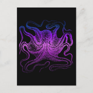Neon Paars Zee Octopus Ocean Cephalopod Briefkaart