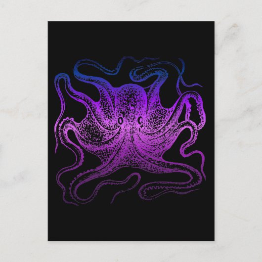 Neon Paars Zee Octopus Ocean Cephalopod Briefkaart (Voorkant)