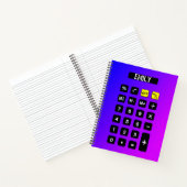 Neon Paarse calculator met naam Notitieboek (Binnen)