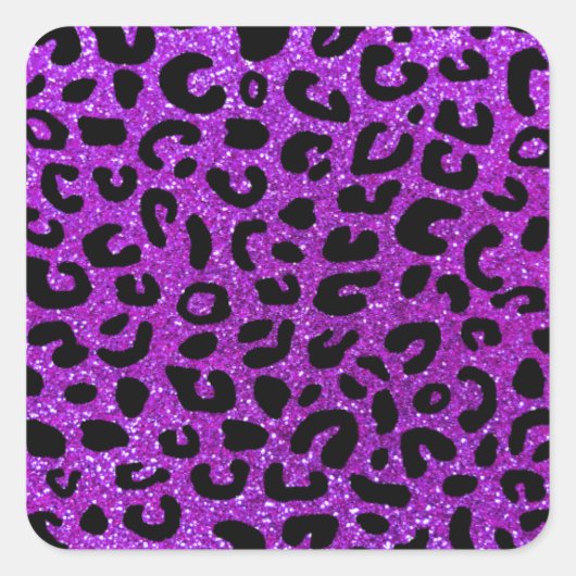Neon paarse cheetah printpatroon vierkante sticker (Voorkant)