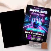 Neon Paarse Cosmic Bowling spel op de verjaardag Kaart