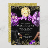 Neon Paarse Disco Sneaker Ball Girl's Verjaardag Kaart (Voorkant / Achterkant)