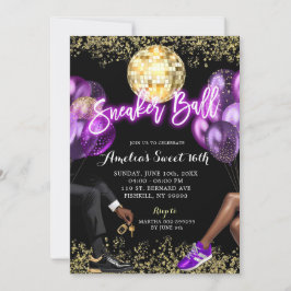Neon Paarse Disco Sneaker Ball Girl's Verjaardag Kaart
