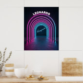 Neon Paarse En Blauwe Boogconstructie Poster (Keuken)