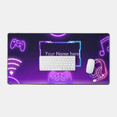 Neon Paarse Gaming Bureaumat met Aangepaste Naam G (Keyboard & Muis)