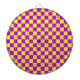 Neon Paarse Geel Geruite Checkerboard Dartbord